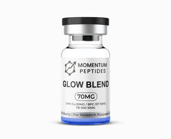 Momentum Peptides GLOW Blend 70mg sterile vial GHK-Cu BPC-157 TB-500 for laboratory research UK