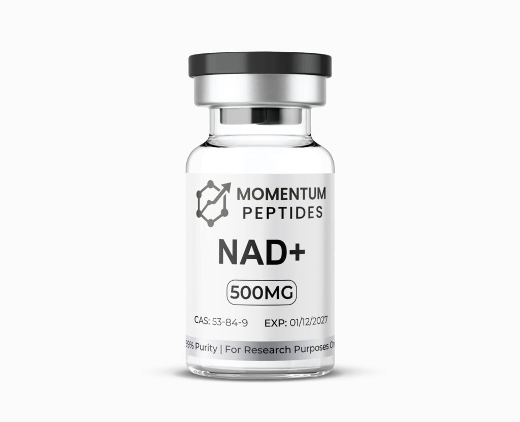 Momentum Peptides NAD+ 500mg research compound vial — UK